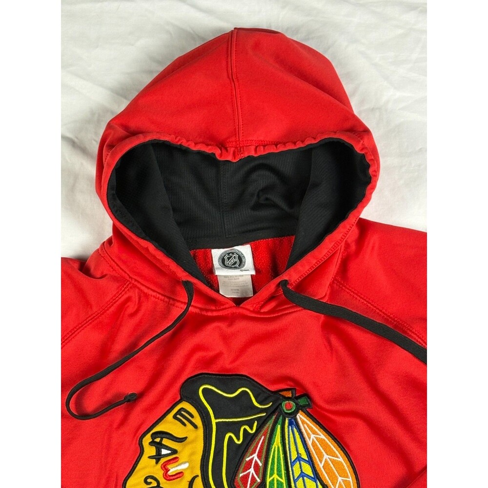 Chicago Blackhawks NHL Red Embroidered Logo Pullover Hoodie Men's L Hockey - Picture 5 of 16